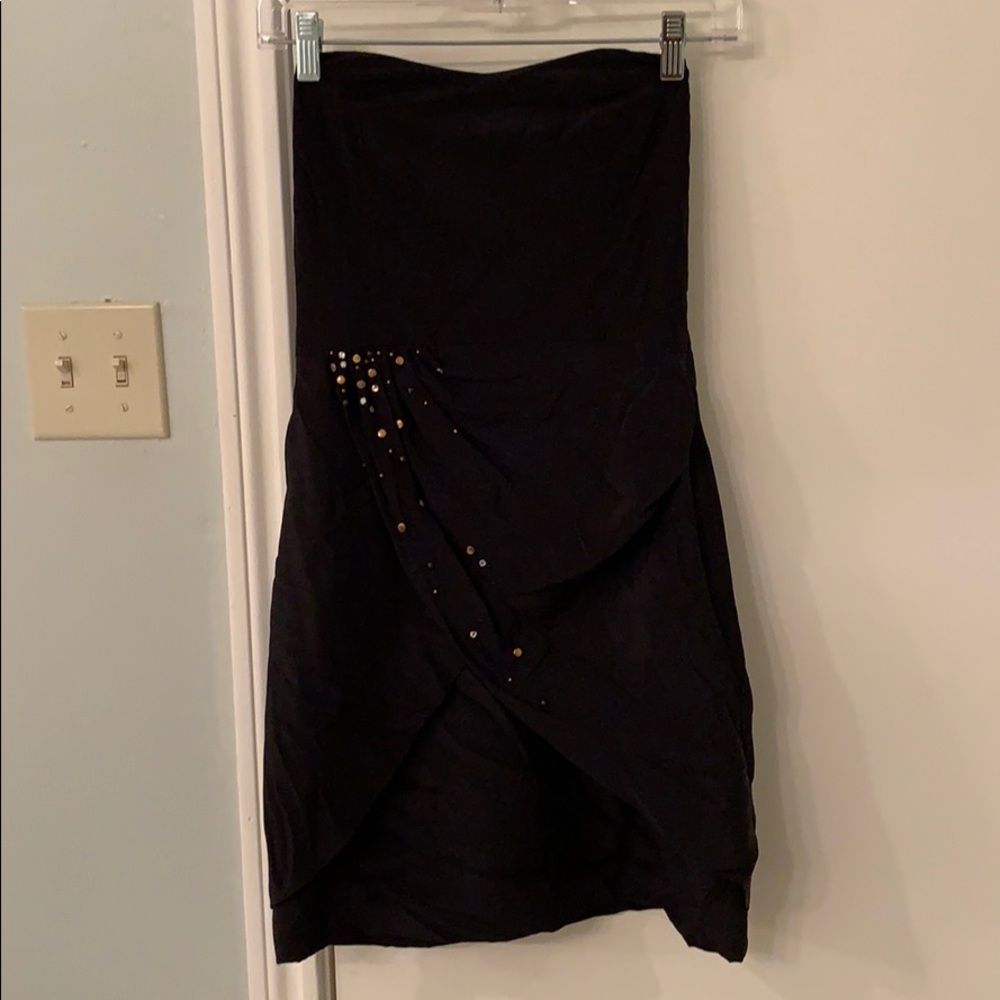 Black strapless cocktail dress